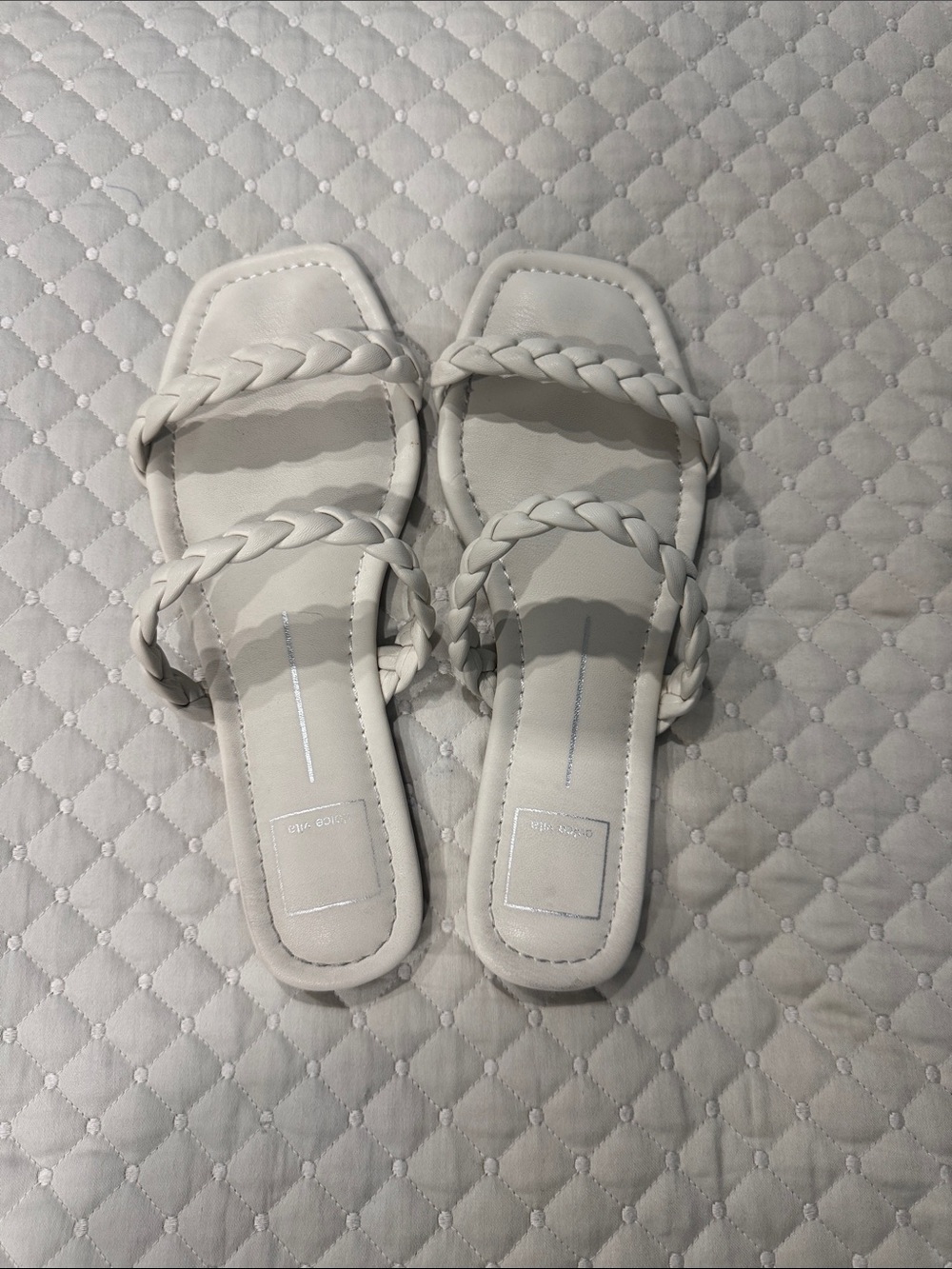 Dolce Vita White Braided Double-Strap Slide Sandals